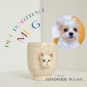 Personalized Handcrafted Ceramic Pet Portrait Mug with Round Handle