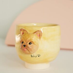 Personalized Handcrafted Ceramic Pet Portrait Mug with Knot Handle