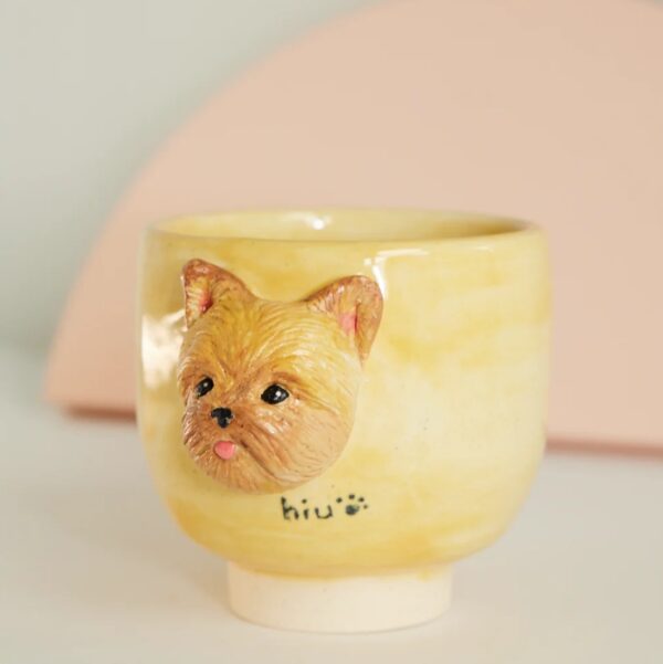Personalized Handcrafted Ceramic Pet Portrait Mug with Knot Handle