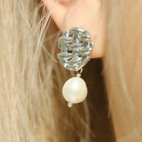 Handmade Natural Baroque Pearl Earrings - Image 2