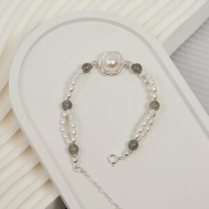 Moonlight Pearl & Grey Moonstone Bracelet