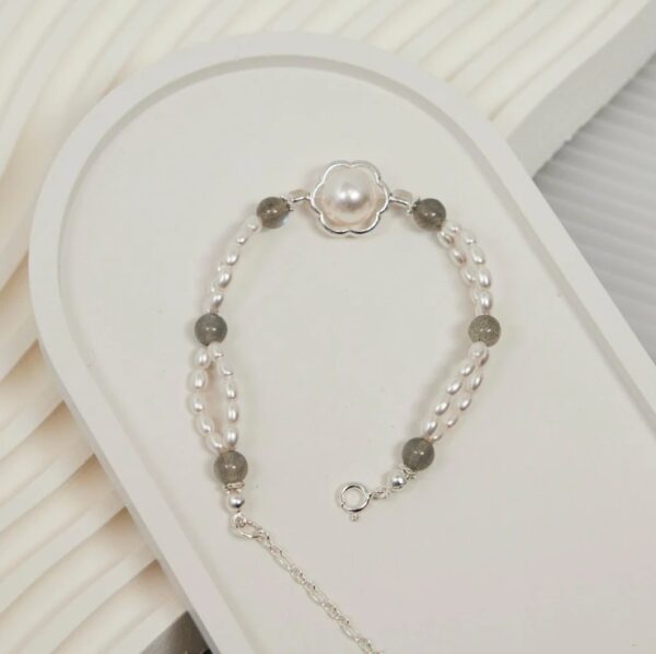 Moonlight Pearl & Grey Moonstone Bracelet